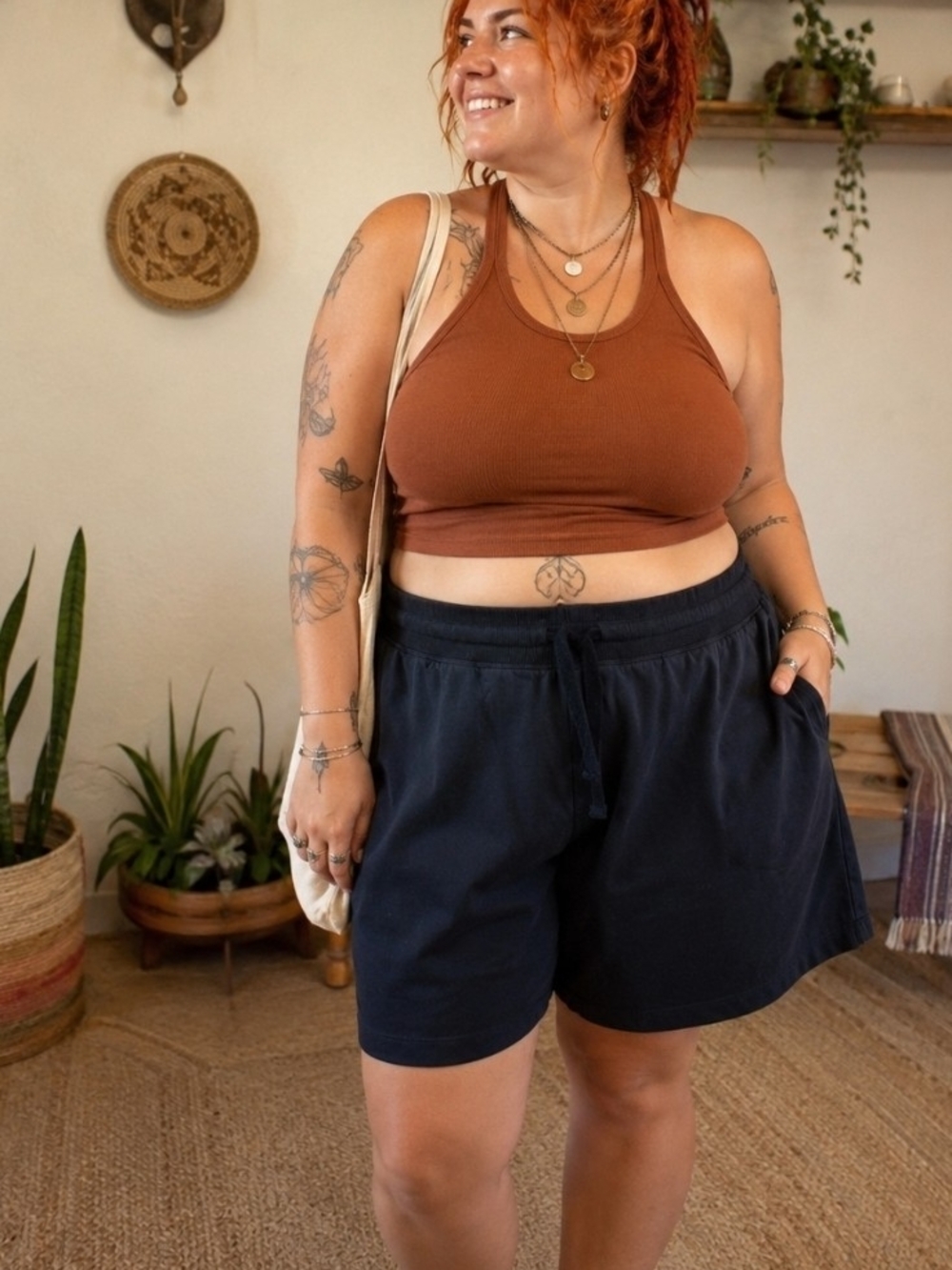 4/$15 Boho Black Lounge Shorts Casual Minimalist Coastal Grandma